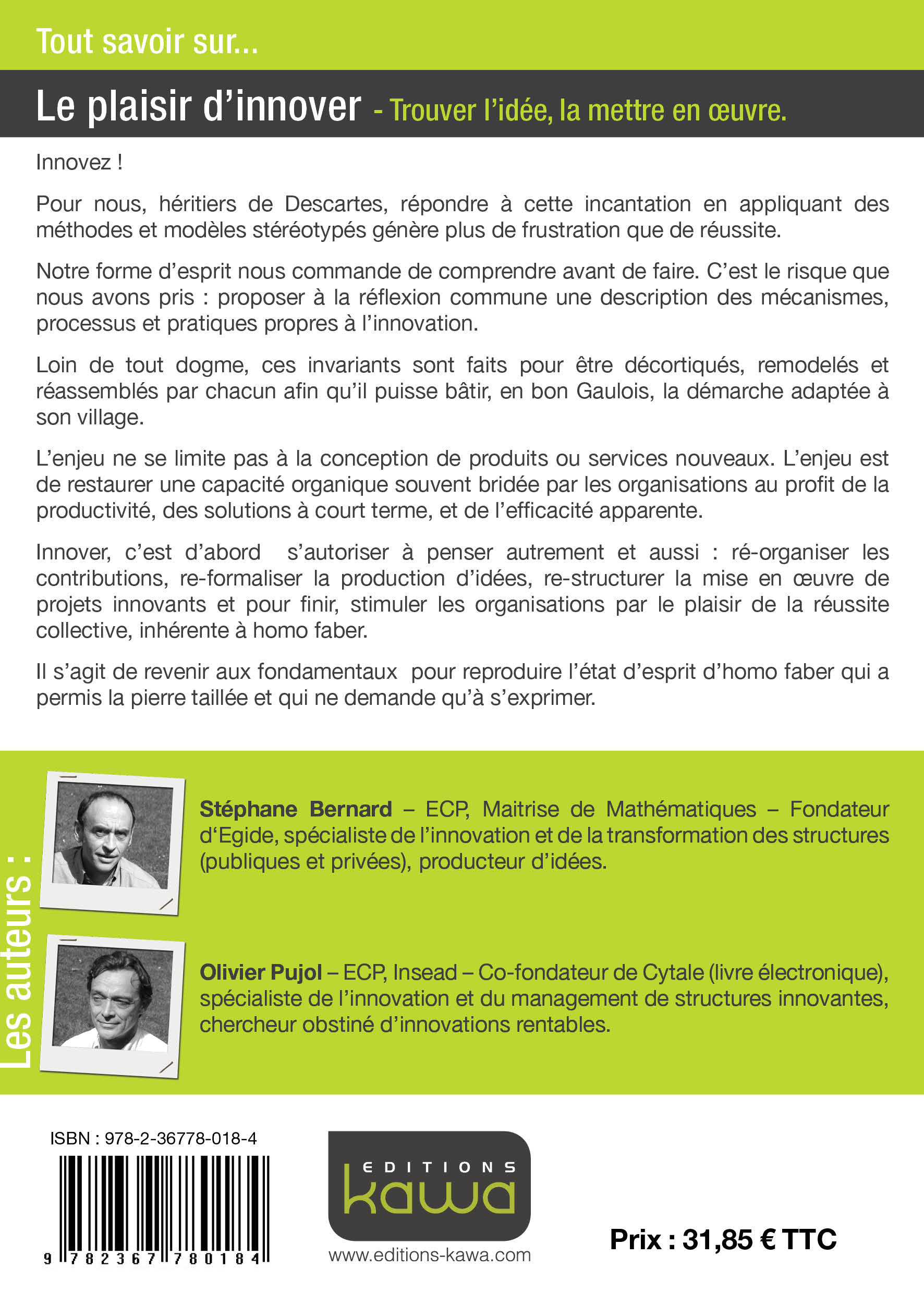 4ème Couverture - Le plaisir d'innover - O.Pujol S. Bernard